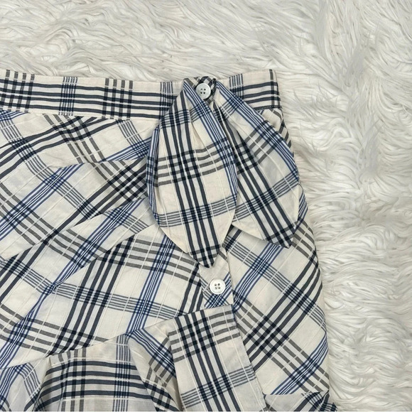 NWOT Veronica Beard Kaia Embroidered Check Ruffle Mini Skirt Blue Designer 2 - Picture 7 of 12